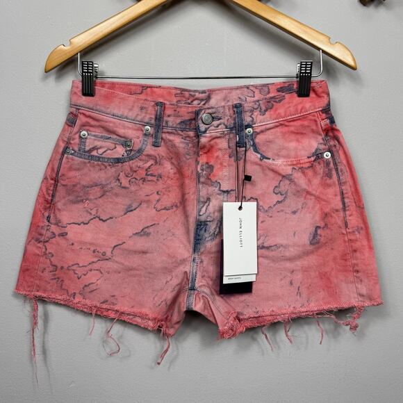 New John Elliott Brady Denim Shorts in Spin Art Women's Size 26 - Picture 3 of 9